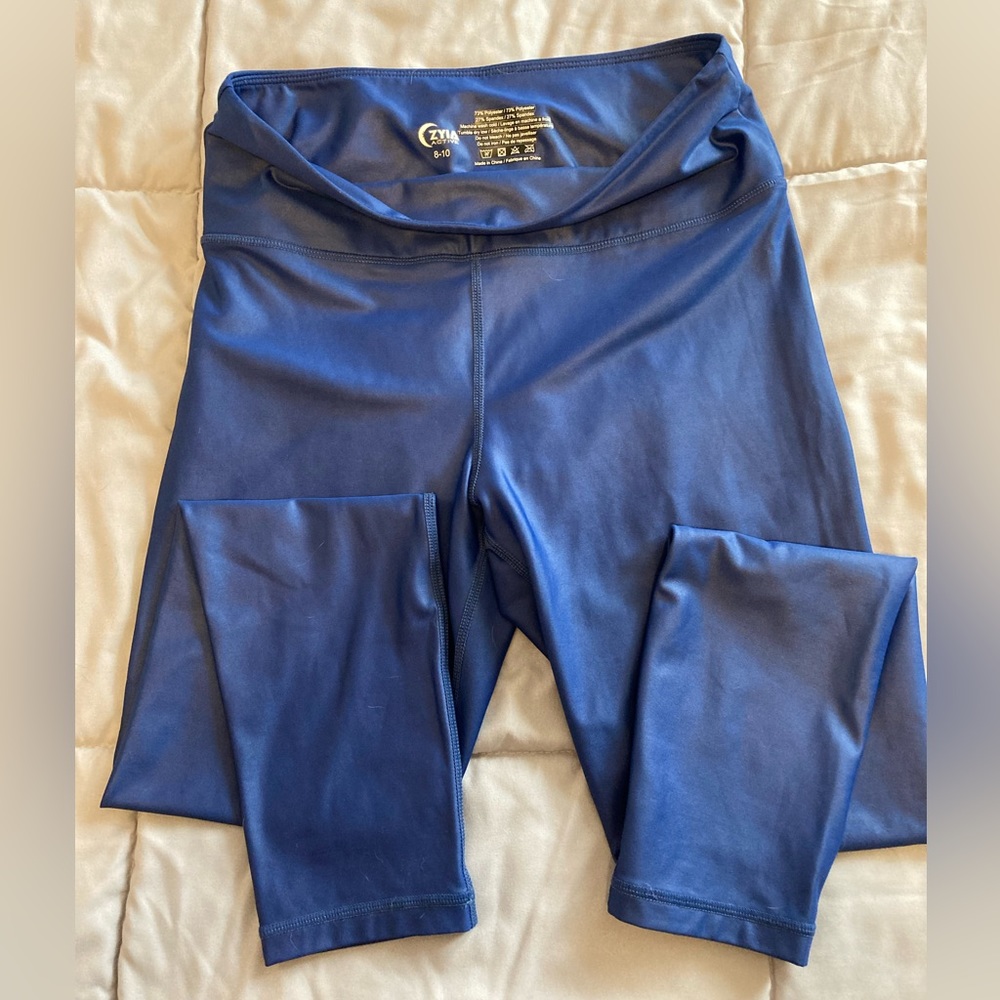 ZYIA blue metallic light n tights Sz 8-10